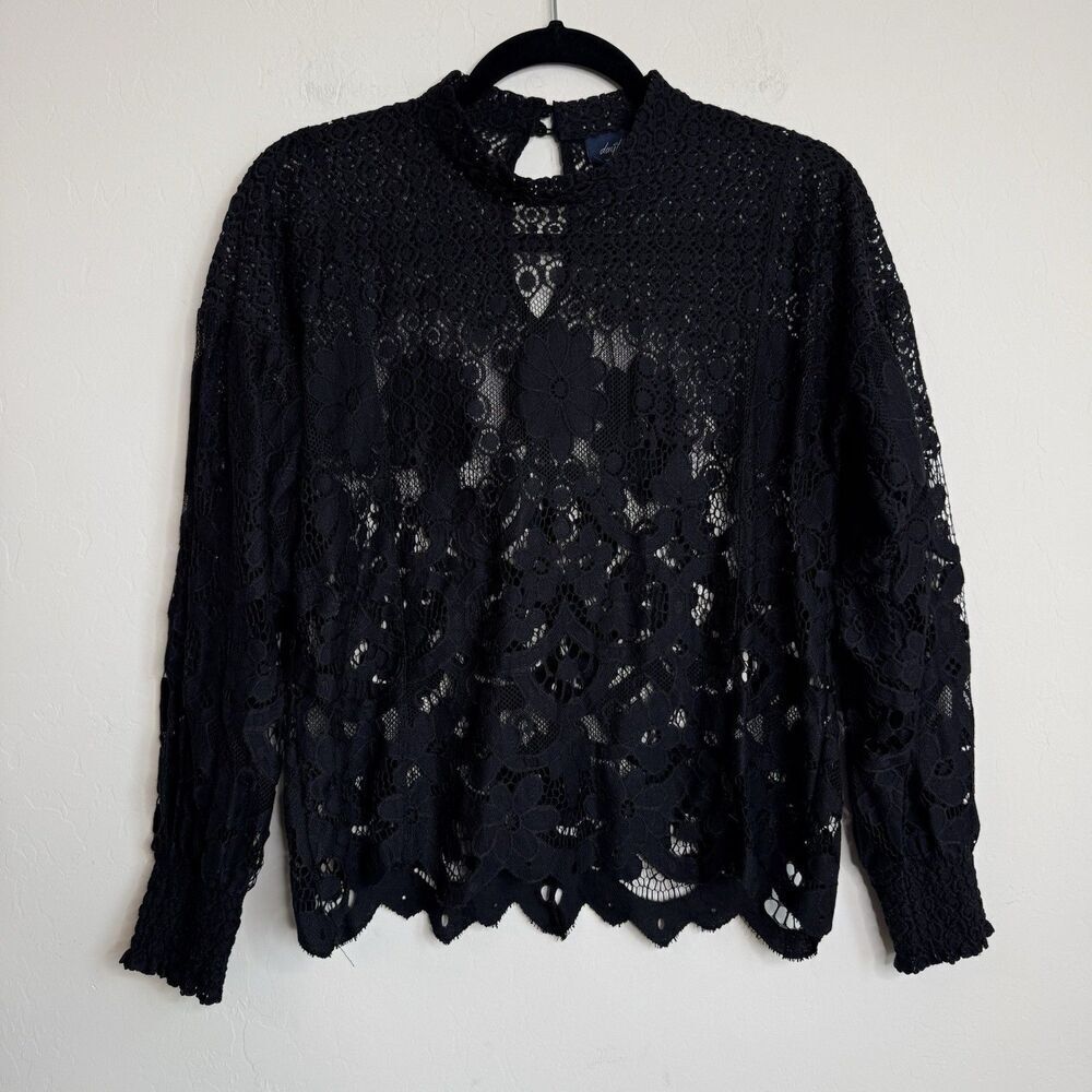 Buckle Daytrip Sheer Black Lace Top Small Fairy Grunge Whimsigoth Dark Coquette